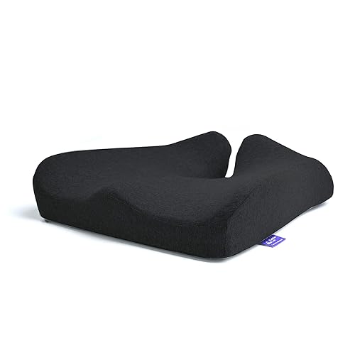 Cushion Lab Patented Pressure Relief Seat Cushion for Long Sitting Hours on Office & Home Chair - Extra-Dense Memory Foam for Soft Support. Car Pad for Hip, Tailbone, Coccyx, Sciatica - Black - Black