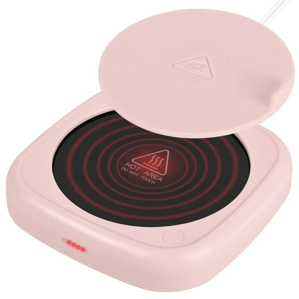 Coffee Mug Warmer - Smart Coffee Warmer for Desk - Mug Warmer with 2 Temperature Settings - Auto Shut Off Coffee Cup Warmer Electric Beverage Heating Plate for Coffee Tea Milk and Hot Chocolate (Pink)