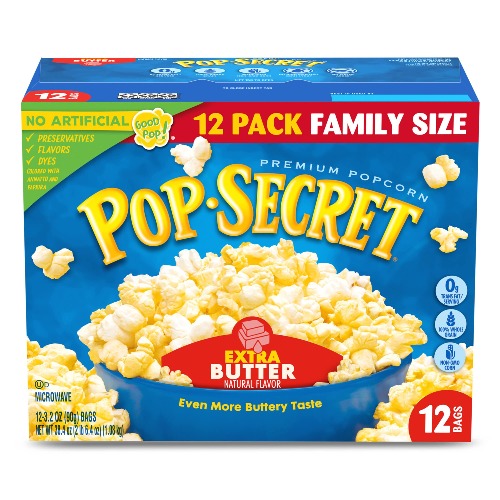 Pop Secret Microwave Popcorn, Extra Butter Flavor, 3.2 Oz Sharing Bags, 12 Ct - 