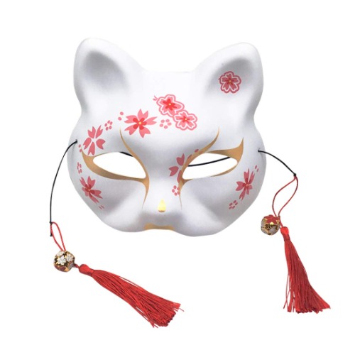 YangYong Kitsune Fox Mask for Christmas Costume,Animal Cosplay Kabuki Half Face Cat Masks Masquerade Party