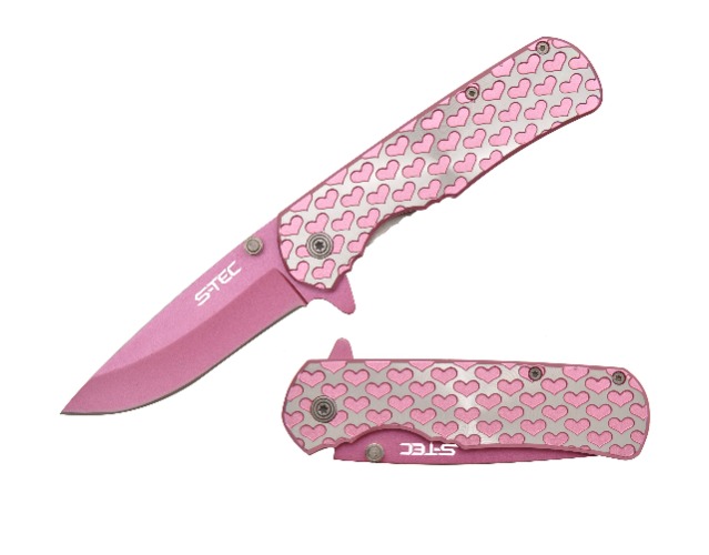S-TEC 8" Valentine's Hearts Folding Pocket Knife
