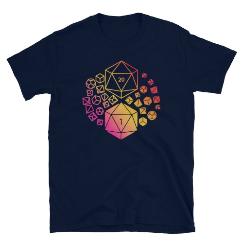Polyhedral TTRPG Dice Set T-Shirt (Unisex) - Navy / 3XL