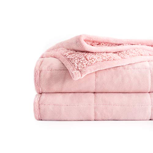 Uttermara Weighted Blanket Twin 15 Pounds, Adult Weighted Blanket for Sofa Bed, Thick Cozy Fluffy Warm Sherpa Bed Blanket with Soft Plush Flannel Fleece, Heavy Blanket Great for Calm 48x72 inch Pink - Pink - 48" x 72" 15lbs