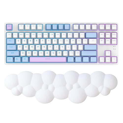 MANBASNAKE Keyboard Cloud Wrist Rest,PU High Density Memory Foam with Non-Slip Base for Typing Pain Relief,Ergonomic Keyboard Pad with Wrist Support for Home Office/Computer/Laptop/Gaming/Mac-White - White