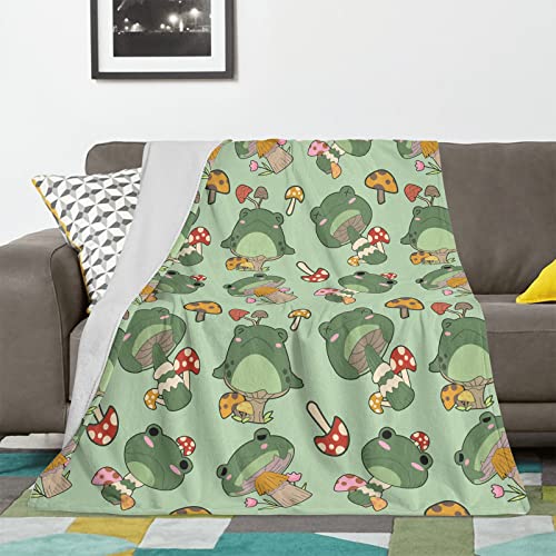 Cute Frog Blanket Gifts for Frog Lovers Soft Frog Mushroom Throw Blanket for Couch Sofa Bed Cozy Plush Fuzzy Cute Frog Blankets Adults Kids Teens Frog Gifts - Blanket-frog 02 - Throw Size 50" x 60" (130 x 150 cm)