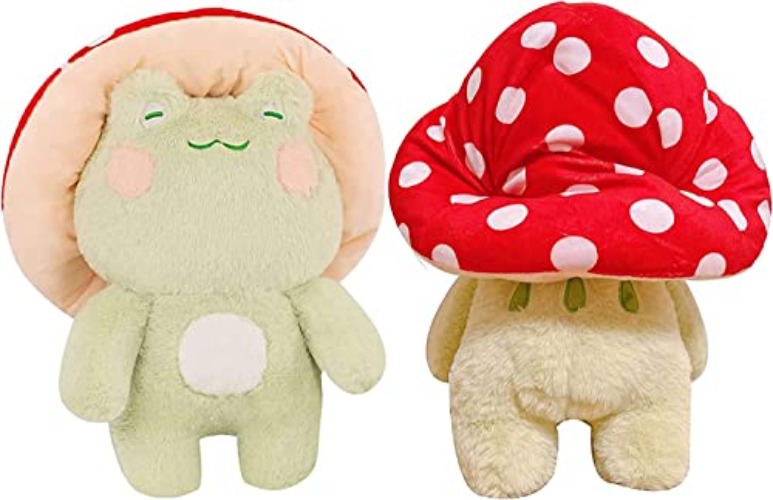 Frog Plush Toys, 7.8" Cute Frog with Red Mushroom Hat Stuffed Animals, Kawaii Plushies Gift for Kids Girls Adults Valentines Birthdays Gift (Light Green Body Red Hat) - Light Green Body Red Hat - 7.8inch
