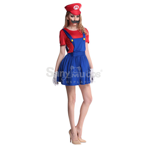 【In Stock】Game Super Mario Bros. Cosplay Mario/Luigi Cosplay Costume Female - Mario / XL