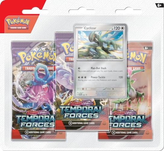 Pokémon TCG: Scarlet & Violet—Temporal Forces Triple Pack – Cyclizar (3 Booster Packs & 1 Foil Promo Card)