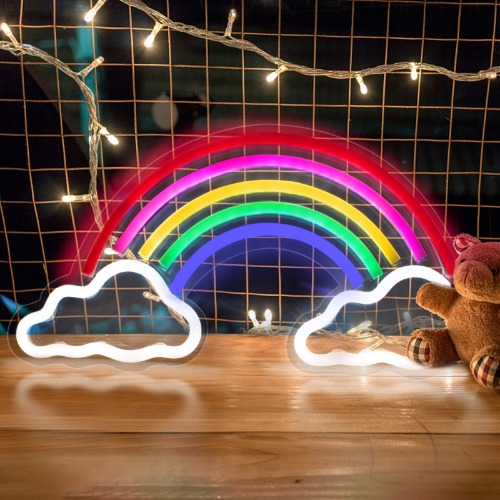 trounistro LED Neon Light Signs, Rainbow Cloud Neon Room Decor Lights for Bedroom Wall, USB-Powered Neon Night Lights Gift for Children, Home Decorations for Christmas Birthday Party