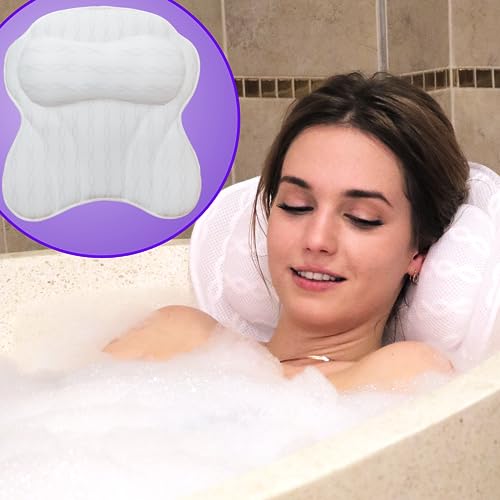 Luxury [Bath Pillows for Tub] Neck & Back Support - Extra Soft Mesh Bathtub Pillow Headrest | Bathtub Cushion for Head & Neck, Bath Pillow, Jacuzzi & Bath Accessories for Women, Gifts for Wife, 17x17 - Luxury Original - 17 x 17 IN