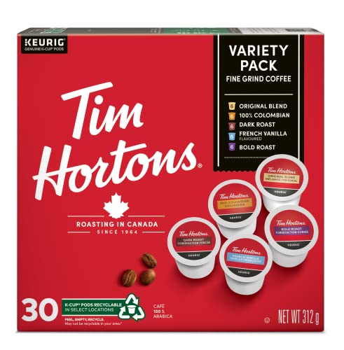 Tim Hortons Variety Pack, Original, Dark Roast, Colombian, Bold Roast and French Vanilla, Single Serve Keurig K Cup Pods, 30 Count - Variety - Variety - 30 Count (Pack of 1)