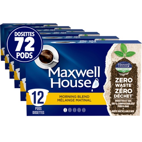 Maxwell House Morning Blend Coffee K Cup Coffee Pods, 114g (6 Boxes of 12 Pods) - House Blend House Blend 60 Count (Pack of 1)