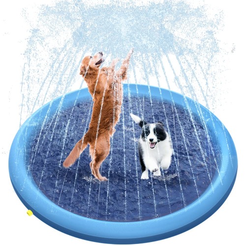 Raxurt Dog Pool, 59in/67in Anti-Slip Splash Sprinkler Pad for Dogs 0.55mm Thickened Durable Upgrade Bath Pool Pet Summer Outdoor Water Toys Backyard Fountain Play Mat（150cm）, 2022 New Version