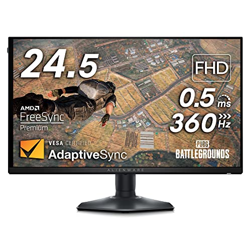 Alienware AW2523HF Gaming Monitor - 24.5-inch (1920x1080) 360Hz Display, AMD Free Sync, Height/Tilt/Swivel/Pivot Adjustability, Dark Side of The Moon - 24.5 Inches - 360 Hz - AW2523HF