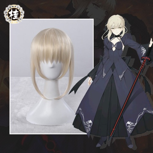 【Pre-sale】UWOWO Anime Fate Stay Night Saber Alter/Arturia Pendragon Alter Cosplay Wig 35cm Gold Hair Matte Synthetic Heat Resistant Fiber
