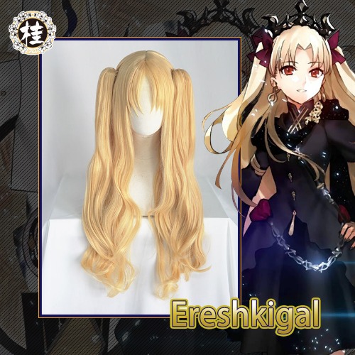 【Pre-sale】UWOWO Fate Grand Order Ereshkigal Cosplay Wig 80cm long Gold Double Tail Cosplay Hair