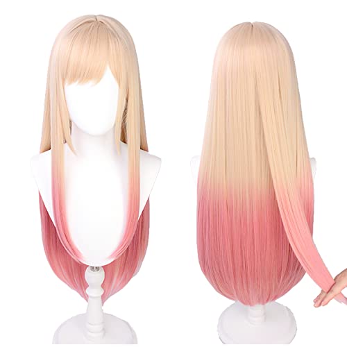 SUNXXCOS My Dress Up Darling cosplay Wig Yellow Pink Gradient Long Straight Actual Ombre (Kitagawa Marin) - Yellow pink Ombre