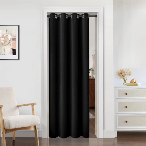Privacy Heat Blocking Blackout Thermal Insulated Door Curtain,Room Separators Divider Wall,60-70% Soundproof Noise Reducing Fit 24/30/36 Wide Frame Bedroom Thick Doorway Curtains,80 Inch Length,Black - 80"L x 38"W - Black