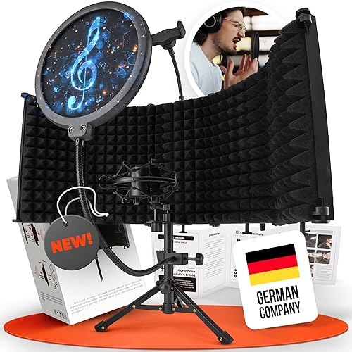 Microphone Isolation Shield w/ phone Stand & Pop Guard