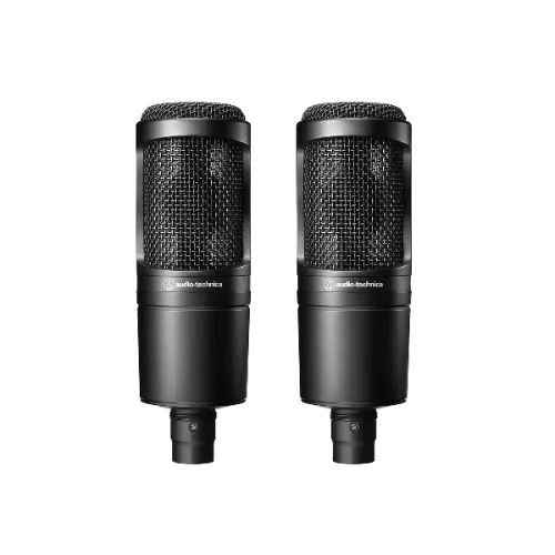 Pair Audio-Technica AT2020 Cardioid Condenser Studio XLR Microphone, Ideal for Project/Home Studio Applications,Black