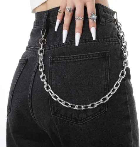 Barbed Wire Pants Chain Goth Jean Chains Star Punk Pocket Chain for Women Layered Acrylic Keychains Cute Trouser Chain Rock Wallet Chain for Men Waist Body Accessories for Girls - 3 Green