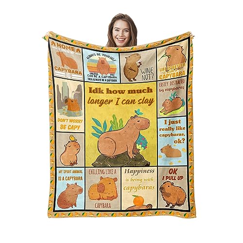 Pozevan Capybara Blanket, Capybara Gifts, Capybara Stuffed Animals, Capybara Birthday Decorations, Capybara Stuff, Gifts for Animal Lovers, Birthday Graduation for Capybara Lovers 60" X 50" - Capybara - 50" x 60"