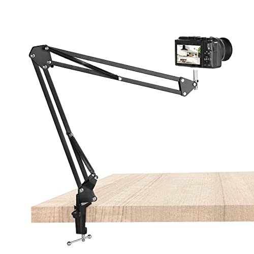 TOAZOE Overhead Tripod for Camera, Heavy Duty Overhead Camera Mount with Flexible Articulating Boom Arm for DSLR iPhone, Desk Clamp Phone Video Stand for Live Streaming, Baking, Craft