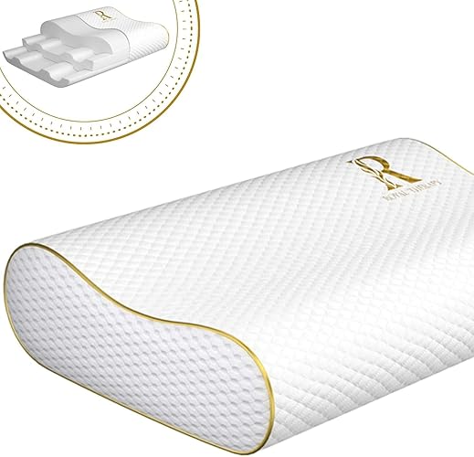 Royal Therapy Memory Foam Pillow, Queen Pillow Neck Pain Relief, Contour Pillow, Pillow for Neck and Shoulder Pain, Neck Pain Pillow, Side Sleeper Pillow, Cervical Neck Pillow, Neck Pillow Sleeping - Queen 24 x 14 x 5"
