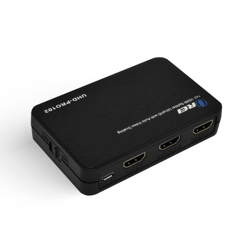 OREI 4K@60Hz 1 in 2 Out HDMI Duplicator Splitter - with Scaler 1x2 2 Ports with Full Ultra HD, HDCP 2.2, 4K at 60Hz 4: 4: 4 1080p & 3D Supports EDID Control - UHD-PRO102 - 1 x 2 HDMI Splitter