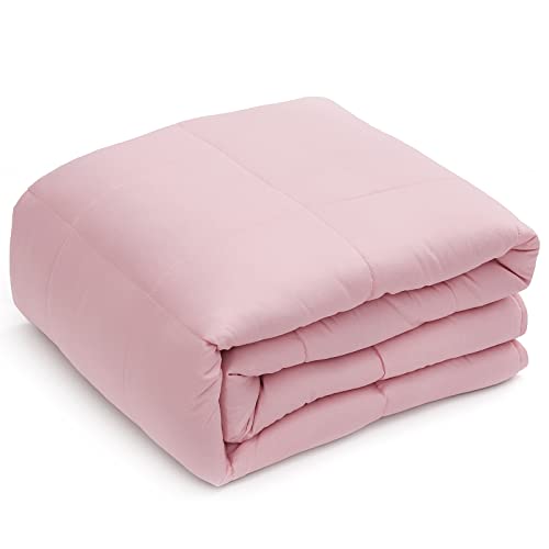 Topcee Weighted Blanket (20lbs 60"x80" Queen Size) Cooling Breathable Heavy Blanket Microfiber Material with Glass Beads Big Blanket for Adult All-Season Summer Fall Winter Soft Thick Comfort Blanket - Pink - 60"×80"-20lbs