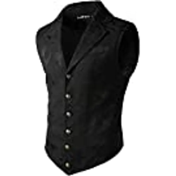VATPAVE Mens Victorian Suit Vest Steampunk Gothic Waistcoat