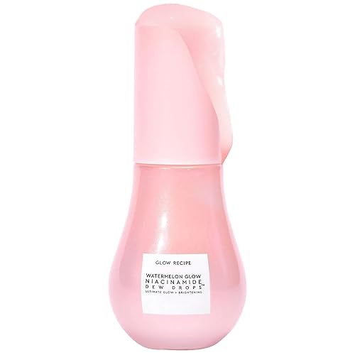 Glow Recipe Watermelon Niacinamide Dew Drops, Travel Size - Brightening, Plumping Hydrating Face Serum, Makeup Primer + Liquid Highlighter with Hyaluronic Acid - Dewy & Glowing Korean Skin Care (15ml) - Travel - 0.5 Fl Oz (Pack of 1)