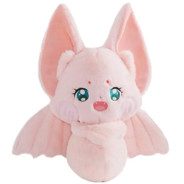 ELAINREN Crazy Bat Plush Stuffed Animal Halloween Pink Bat Soft Hugging Plushie Pillow Decor Furry Pink Bat Dolls Gifts for Xmas,13.7Inch - Cartoon Pink Bat