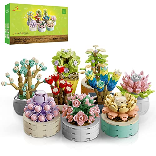 JMBricklayer Succulent Flowers Botanical Collection Building Set, Plants Office Home Decor Succulents Bonsai Building Toys, Creative Building Project for Adults, Gifts Ideas for Girls Women - Succulent 20104