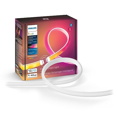 Philips Hue White & Color Ambiance Gradient Lightstrip Extension, 1m (No Plug), LED Strip Lights, Colour Changing, Bluetooth & Zigbee Compatible, Voice Activated with Alexa, Music Sync