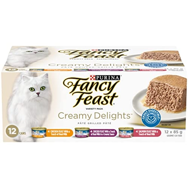 Fancy Feast Wet Cat Food, Creamy Delights Variety Pack 85 g Cans (12 Pack)