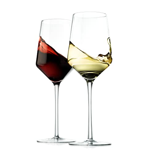 NutriChef Crystal Wine Glasses - 2 Elegant Tall Red and White Wine Clear Stemmed Glass Drinkware, Seamless Bowl, 100% Lead-Free, Dishwasher Safe, for Wine Enthusiasts