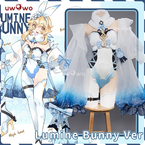【In Stock】Exclusive Uwowo Genshin Impact Fanart: Lumine Bunny Suit Canon Outfit Cosplay Traveler Costume - L