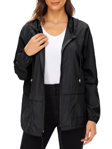 Century Star Lightweight Rain Jackets for Women Waterproof Windbreaker Jacket Women Packable Raincoat Rain Coats with Hood - Small Black