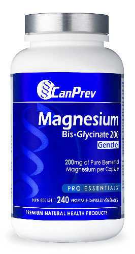 CanPrev - Pure Magnesium Bis-Glycinate 200mg (Gentle) 240 Capsules | Elemental Chelated Complex Supplement | Ideal for Bones, Joints, Digestion, Constipation & Better Sleep | Vegan | Formulated and made in Canada - 240 Count (Pack of 1)