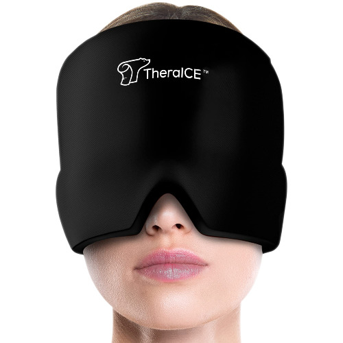 TheraICE Rx Form Fitting Gel Ice Headache & Migraine Relief Hat, Cold Therapy Cap Migraine Relief Products, Comfortable Head Wrap Ice Pack Eye Mask for Puffy Eyes, Tension, Sinus & Stress Relief - 1