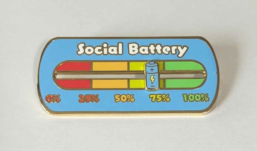 Sliding Social Battery Pin - Blue