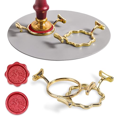 Yelsky Wax Seal Kit for 1 Inch Wax Seal Stamp, 2 Metal Wax Seal Molds with Round Flower Shape, Silicone Waxing Mat, Sealing Wax Kit for Gift Wrapping Wedding Invitations Envelopes Cards Wine Packaging - 2PC Metal Wax Seal Molds