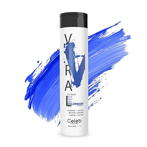 Celeb Luxury Viral Colorwash, Professional Semi-Permanent Hair Color Depositing Shampoo, Blue, 8.25 Fl Oz (Pack of 1) - Blue