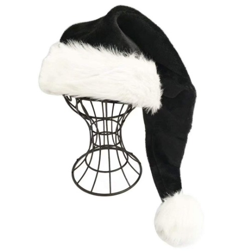 Deluxe Adult Santa Hat for Colorful Christmas in Black