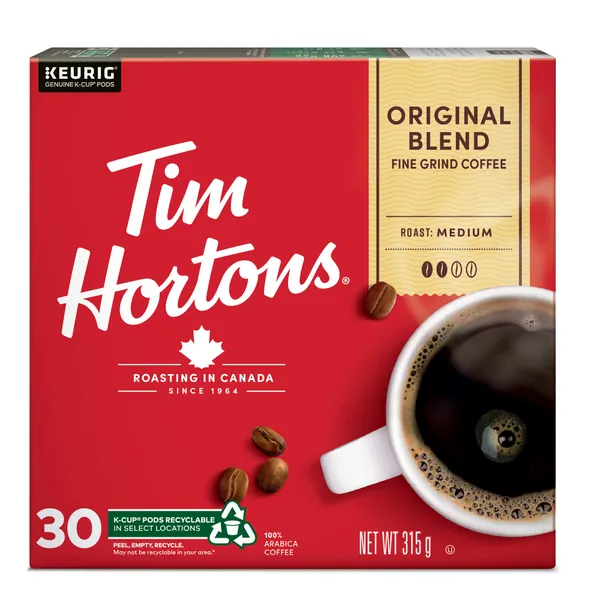 Tim Hortons Original Blend Coffee, Single Serve K-Cup Pods, Medium Roast, 30ct Pack - Original Original Blend 30 Count (Pack of 1)