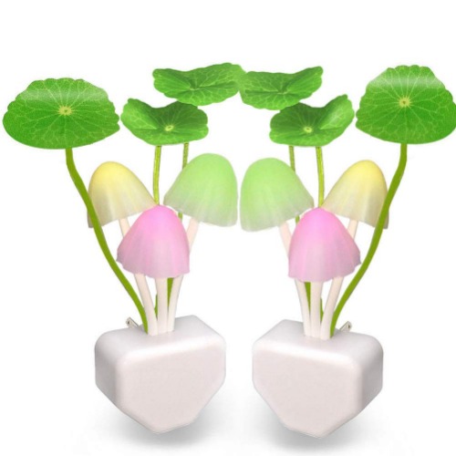[ 2 Pack] UTLK Plug-in LED Mushroom Night Light Lamp with Dusk to Dawn SensorCute Plug in LED Cute Mushroom Wall Light