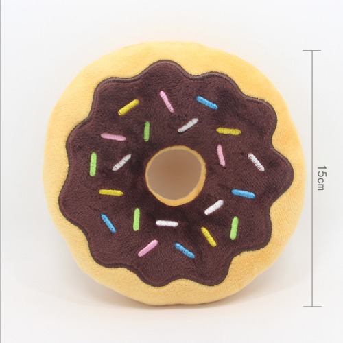 Bite-Resistant Donut Plush Dog Toy - Chocolate
