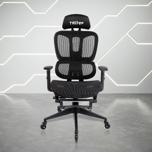 AirFlex2.0 Black Mesh Gaming Chair With Footrest | Default Title