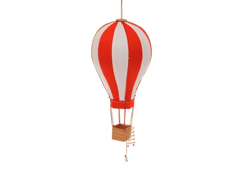 Hot Air Balloon Mobile, Travel theme nursery, Orange and white, Fabric Air Balloon, Hanging nursery decor